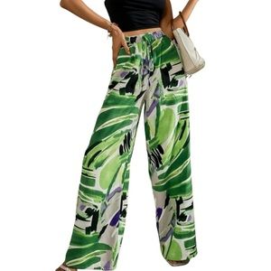 NEVER WORN Graphic Print Knot Front Pants